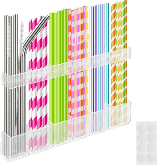 Cabinet Straw Holder,Acrylic Straw Organizer,Straws Dispense for Kitchen Counter and Cabinet Door（Transparent）