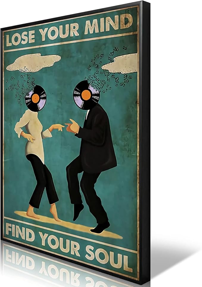 Framed Art Vintage Classic Movie posters for room aesthetic Spiritual Quotes Lose Your Mind Find Your Soul Canvas Wall Art Cool Trippy Music Dance Wall Decor Painting for Bedroom 12x16in
