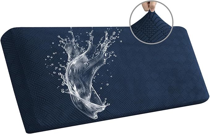 Easy-Going Waterproof Couch Cushion Covers for Couches and Sofas, Stretch Jacquard Sofa Seat Cover Replacement for Dogs, Pets&Kids, Durable Furniture Protector for Oversized Sofa Cushions, Navy Blue