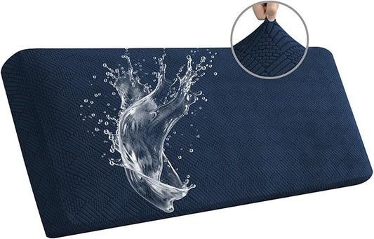 Easy-Going Waterproof Couch Cushion Covers for Couches and Sofas, Stretch Jacquard Sofa Seat Cover Replacement for Dogs, Pets&Kids, Durable Furniture Protector for Oversized Sofa Cushions, Navy Blue