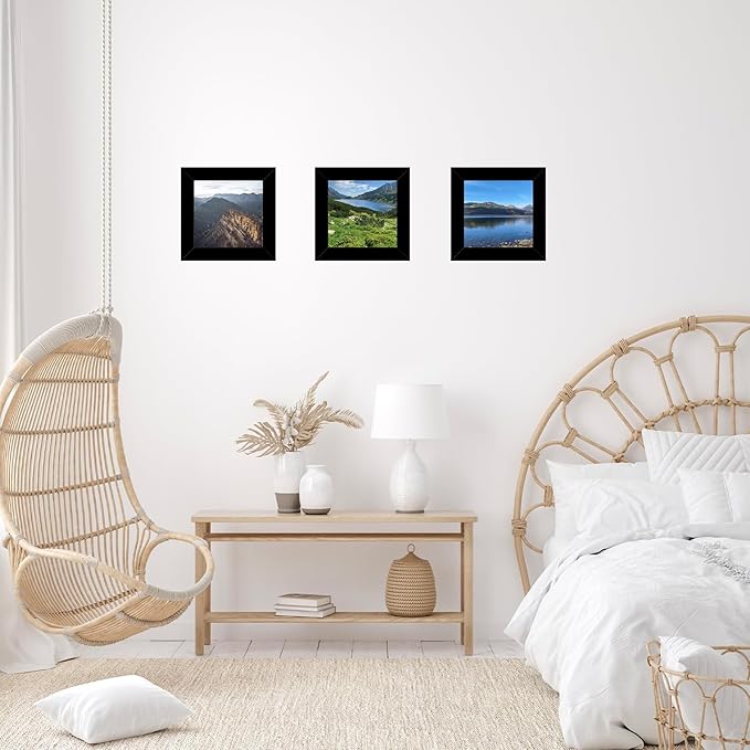 4x4 Picture Frame Set of 2 Black for Wall Hanging or Tabletop, Wall Mounting Horizontally or Vertically, 4 x 4 Square Wall Gallery Poster Photo Frame with Shatter Resistant Plexiglass, 2 Pack, Black