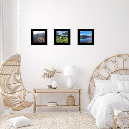 4x4 Picture Frame Set of 2 Black for Wall Hanging or Tabletop, Wall Mounting Horizontally or Vertically, 4 x 4 Square Wall Gallery Poster Photo Frame with Shatter Resistant Plexiglass, 2 Pack, Black