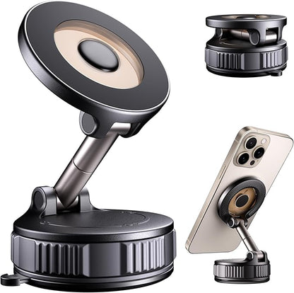 Phone Holders for Your Car, Car Phone Holder for Magsafe [120+ LB Strongest Suction & 2800gf Strongest Magnetic] 360° Adjustable Magnetic Car Phone Mount for iPhone 17 Pro Max 16 15 14 13 12 Air Plus