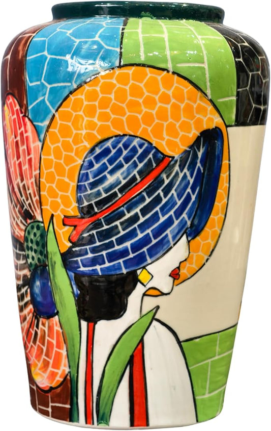 Handmade Mosaic Ceramic Vase – Lady Design – 28 cm (11 in) – Home Décor – Heritage T&T Mosaic Collection – Bat Trang Vietnam