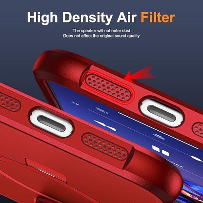 Compatible with iPhone 16 Pro Max Case with Invisible Magnetic O-Ring Stand Military-Grade Case for iPhone 16 ProMax 6.9" [Compatible with Mag-Safe][Great Grip Feeling], Red