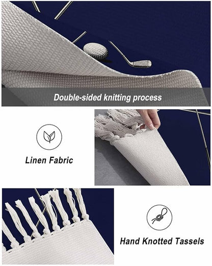 Navy Blue Runner Rug 3X5 Ft Bedroom Area Rug, Washable Woven Sports Golf Ball Throw Carpet with Tassel, Non-Shedding Modern Minimalist Art Dining Room Living Room Carpets