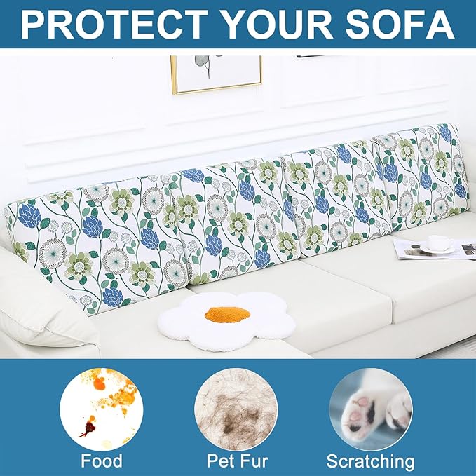 Smiry Printed Couch Cushion Covers, Stretch Soft Couch Covers for Sofa, Washable Non-Slip Sofa Slipcover Furniture Protector for Indoor and Outdoor (Backrest M, Light Green)