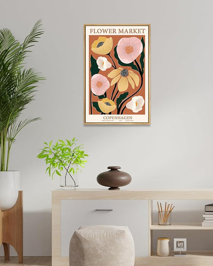 Zzuyi Framed Flower Market Wall Art,Anthropologie art,Botanical Flower wall art for Living Room Bedroom Decoration-12 x 16"