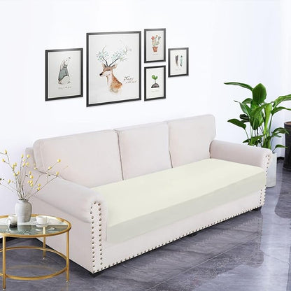 hyha Waterproof Couch Cushion Covers, Stretch Sofa Couch Seat Slipcover for Dog Washable, Non-Slip Waterproof Outdoor Cushion Covers for Patio Furniture Replacement (1 Piece for Large, Beige)