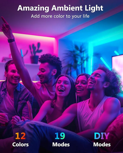 HitLights LED Strip Lights, Small LED Light Strips Dimmable, RGB 5050 Color Changing LED Tape Light with Remote and UL-Listed Adapter for TV Backlight, Bedroom, Cabinet Shelf Display