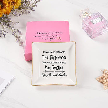 Retirement Gifts for Women Coworker Leaving Gifts Going Away Gift Retirement Gift Jewelry Dish for Friends Retired Teachers Nurses Doctor Boss Goodbye Farewell Gifts for Coworkers New Job