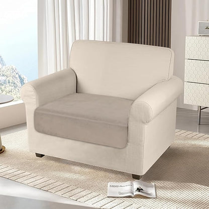 NAISI Couch Cushion Covers 1 Piece Velvet Stretch Sofa Seat Covers or Backrest Covers Soft Individual Couch Covers for Sectional Sofa(1 PC for Seat Cushion or Backrest,Taupe)