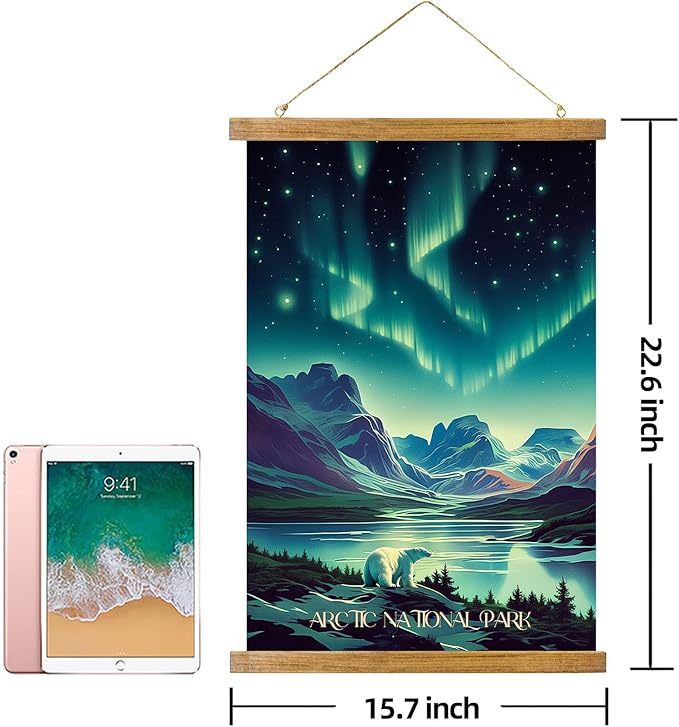 ABoby Vintage Gates of the Arctic National Park Posters - Alaska Travel Posters - Retro Style Wall Decor with Wood Frames - Ready to Hang
