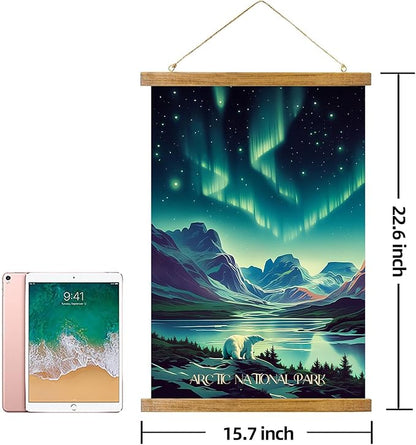 ABoby Vintage Gates of the Arctic National Park Posters - Alaska Travel Posters - Retro Style Wall Decor with Wood Frames - Ready to Hang