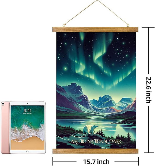 ABoby Vintage Gates of the Arctic National Park Posters - Alaska Travel Posters - Retro Style Wall Decor with Wood Frames - Ready to Hang