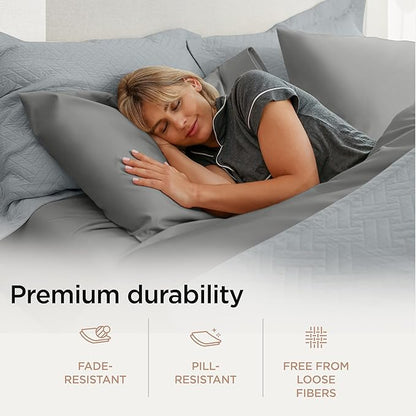 Threadmill Luxury Supima Cotton Sheets, Luxury 1000 Thread Count 100% Soft Cotton Sheets for Full Size Bed, 4 Pc Dark Grey Bed Sheets Full Set, 5-Star Hotel Quality Deep Pocket Bed Sheets Set