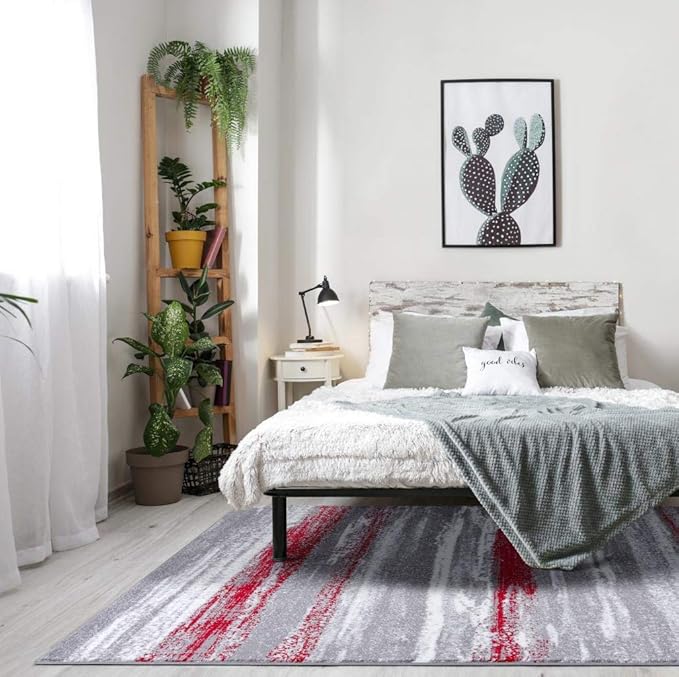 LUXE WEAVERS Modern Abstract Red 4x5 Area Rug