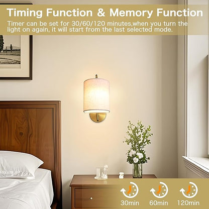 Rechargeable Battery Operated Wall Sconces Set of 2 Wireless Wall Lights with Remote Control 12 RGB Colors Magnetic Bulbs 5200mAh Battery Wireless Sconces for Bedroom Living Room (Gold)