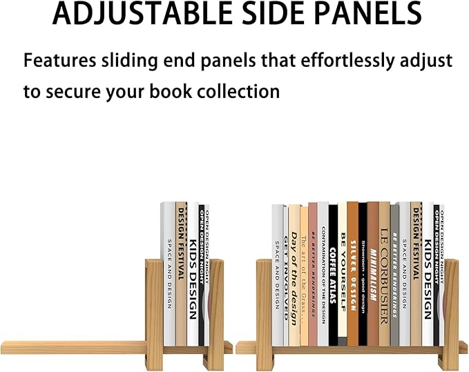 Adjustable Table Top Bookshelf Wooden Desktop Bookshelf Retro Mini Book Shelf Organizer Desk Bookshelves Magazine Files Letters Holder Racks for Home Office Supplies, Tabletop Book Storage Rack