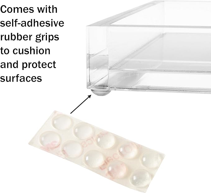 Acrylic Tray Organizer - Clear Minimalist Catchall Holder for Bedside, Bathroom, and Office Storage - Aesthetically Pleasing Room Decor by Lavish Home