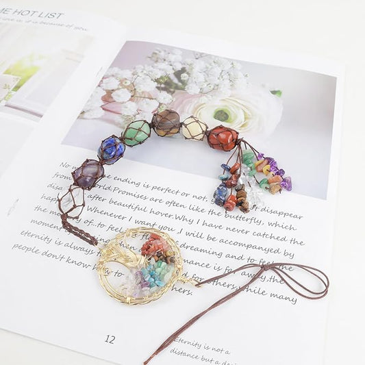 Anjiucc Handmade Crystal Window Car Hanging Ornaments 7 Chakra Home Ornament Yoga Meditation Car Decoration（A-Style 13）