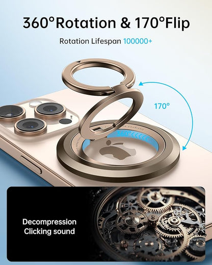 SYNCWIRE for MagSafe Ring Phone Holder, 360° Rotation Magnetic Cell Phone Grip Dual-Sided Magnets Phone Ring Kickstand Compatible with iPhone 17 16 15 14 13 12 Pro Max MagSafe, Android, Samsung etc.