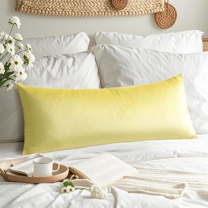 Artscope Luxury Velvet Lumbar Pillow Cover Super Soft Decorative Rectangle Throw Pillow Covers Case Cushion Covers for Sofa Couch Bedroom Car Decor 14x36 Inch Lemon Yellow