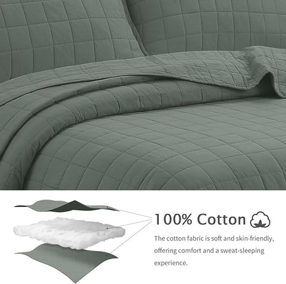 100% Cotton Quilt Sets Oversized King Size - Soft Lightweight Quilt for Bed Bedding Set for Bedroom Decor-Bedspread in Geometric Pattern with 2 Pillow Shams for All Season, 120x120 inches