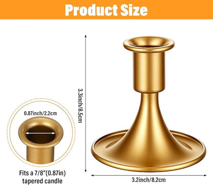 12 Pcs Gold Candle Holders Candlestick Holders, Gold Brass Color Vintage Candle Taper Holder for Table Centerpiece, Wedding Reception, Festive Christmas Mantel Decoration or Home Decor