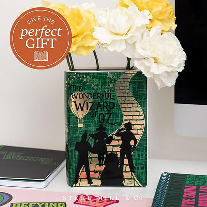 Steel Mill & Co Original Large Book-Shaped Decorative Vase, Ceramic Vases for Home Decor, Cute Bookshelf Decor, Unique Vase for Book Lovers, The Wonderful Wizard of Oz