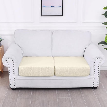Smiry Waterproof Couch Cushion Covers, Stretch Jacquard Thick Sofa Cushion Covers, Washable Seat Slipcover Elastic Furniture Protector for Pets, Kid (2PC, Beige)