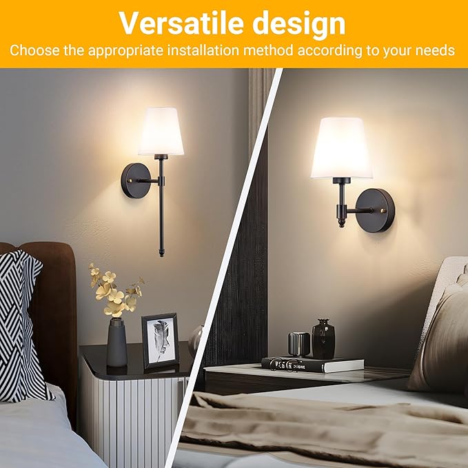 Battery Operated Wall Sconce: Peel and Stick Adhesives Stick On Non Drill Wall Light, Rechargeable Wireless Wall Lamp with Battery Corn Bulb for Bedroom Wall Decor