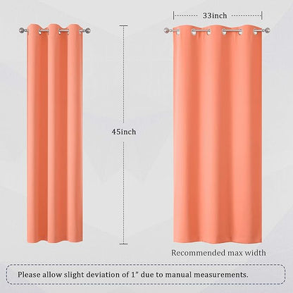 DUALIFE Light Coral Blackout Curtain Panels for Bedroom 45 Inch Length 2 Panels Set Solid Thermal Insulated Room Darkening Curtains with Grommet 38 W x 45 L Inch Salmon Coral Color