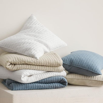 EVERGRACEHOME Cross Stitch Pre-Washed Cotton Quilt Bedding Set King Size, Oversized 3 Pieces Lightweight Bedspread Coverlet for All Season, with 2 Matching Shams, Bright White,108"x96"