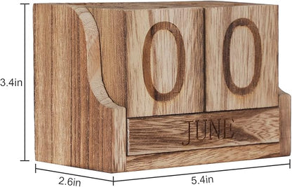 Wooden Desk Calendar,Desk Calendar Blocks for Teachers,Office Perpetual Date Block Small Home Desktop Decor Chic Vintage Month with Number Cubes Display Rustic Decoration(Carbonized Black)