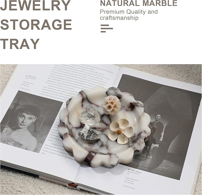 Jewelry Tray,6.2"x6.2"x0.7" Marble Jewelry Tray for Entryway Table,Countertop Bathroom, Kitchen Dresser,Marble Tray,Waiting for Storage of Small Trinket,Home Decor Organizer