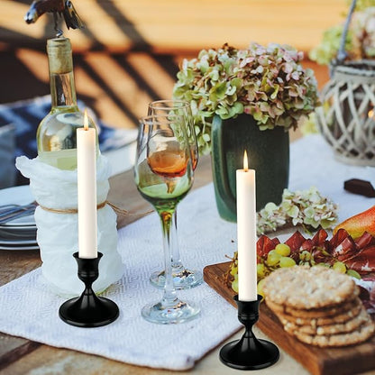 Black Candle Holder Taper Candle Holders, Set of 6 Candlestick Holders Decor for Home Decor, Metal Taper Candleholder for Fall Thanksgiving Halloween Christmas Table Fireplace Decor (6, Black)