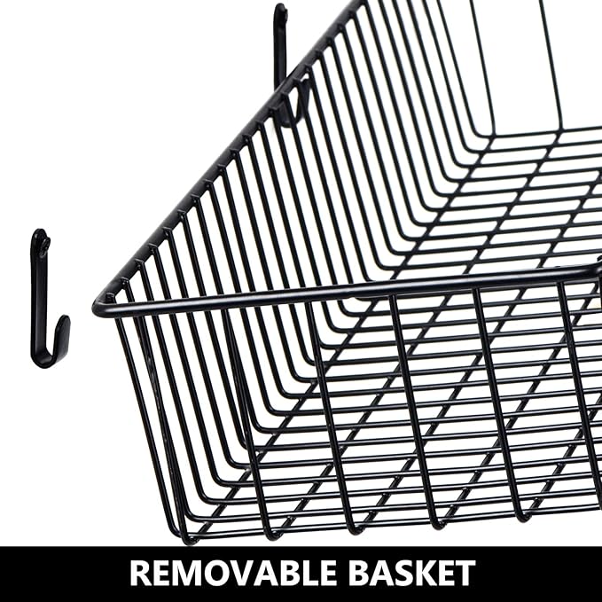 Wetheny Farmhouse Decor Metal Wire Organizer Storage Basket Bin (1 Pack) -Toilet Paper Storage - Organization and Storage for Bathroom, Kitchen Cabinets, Pantry, Closets, Craft Room, Garage (Black)