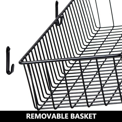 Wetheny Farmhouse Decor Metal Wire Organizer Storage Basket Bin (1 Pack) -Toilet Paper Storage - Organization and Storage for Bathroom, Kitchen Cabinets, Pantry, Closets, Craft Room, Garage (Black)