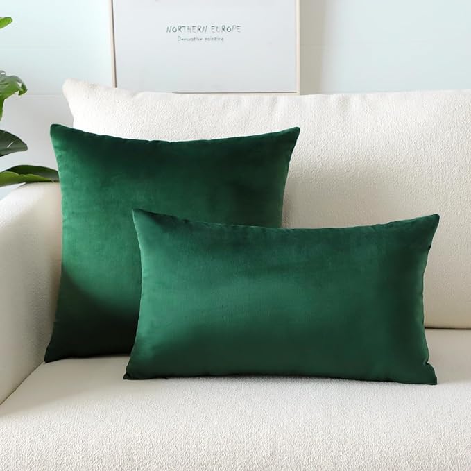 Artscope Luxury Velvet Pillow Covers Super Soft Decorative Square Throw Pillow Covers Case Cushion Covers for Sofa Couch Bedroom Car Decor 22x22 Inch Army Green