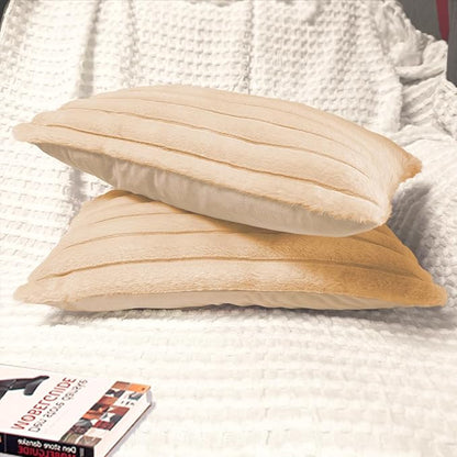 1 Pack 12x20 Pillow Cover Velvet Pillow Covers, Faux Fur Oblong Throw Pillow Covers for Living Room Decorations Throw Pillow Case, Throw Pillow Cover Cushion Cover for Home Sofa Bedroom Car, Khaki