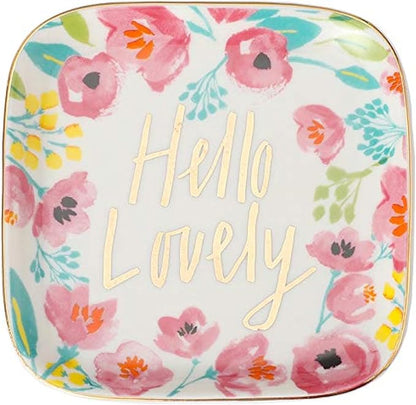 Stephanie Imports Hello Lovely Ceramic Trinket Plate and Decorative Jewelry Dish