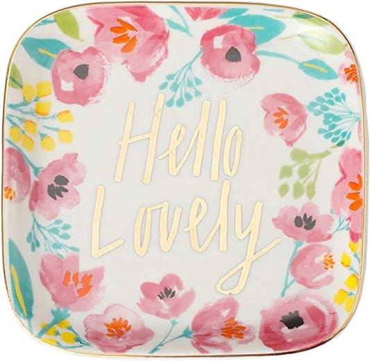 Stephanie Imports Hello Lovely Ceramic Trinket Plate and Decorative Jewelry Dish