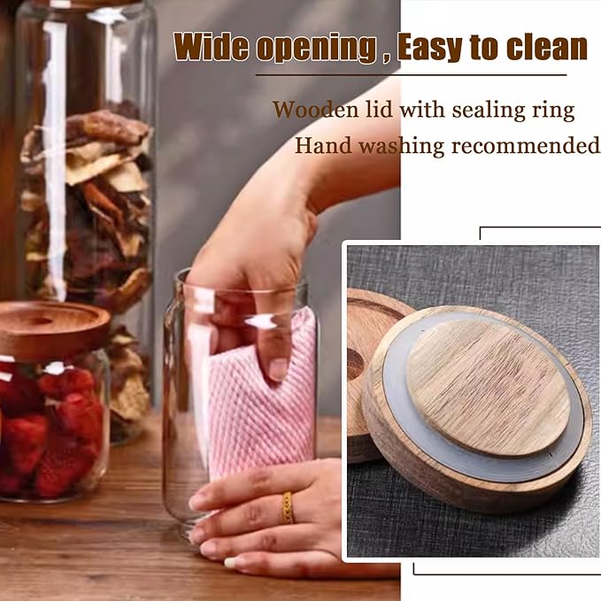 Viovian Glass Storage Jars with Airtight Lids 34 oz Coffee Sugar Decorative Clear Glass Canister Kitchen Wide Mouth Jar for Food Candy Cookie 1000ml