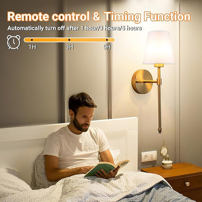 Battery Operated Wall Sconces Set Of 2, Wireless Battery Wall Light With 10000mAh RGB Rechargeable Magnetic Bulb, Rechargeable Wall Sconce With Remote Control For Bedroom, No Electrician Required