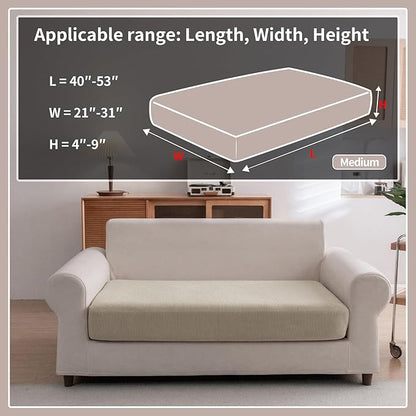 Sectional Couch Covers, Wear Resistant Stretch Sofa Covers Washable Soft Couch Cushion Covers Anti Slip Furniture Protector Sofa Slipcovers for Pets (1 Piece Loveseat Cover, Light Brown)