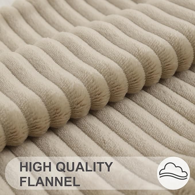 Simmore Decorative Spring Throw Pillow Covers 18x18 Set of 2, Soft Natural Plush Flannel Double-Sided Fluffy Couch Pillow Covers for Sofa Living Room, Khaki