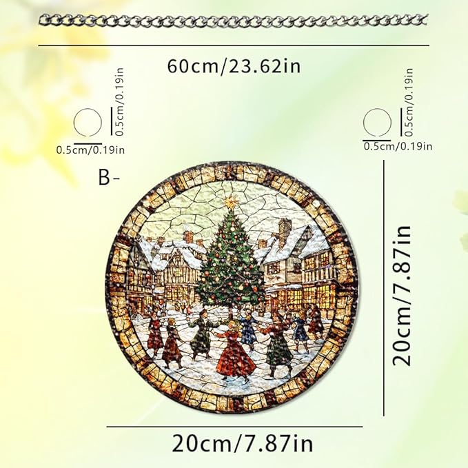 Chrismas Acrylic Stained Glass Window Hanging,Sun Catcher Decor Stained Panel Hangings Wall Art Decor, 2026 8x8inch (SCL015 Chrismas Tree)