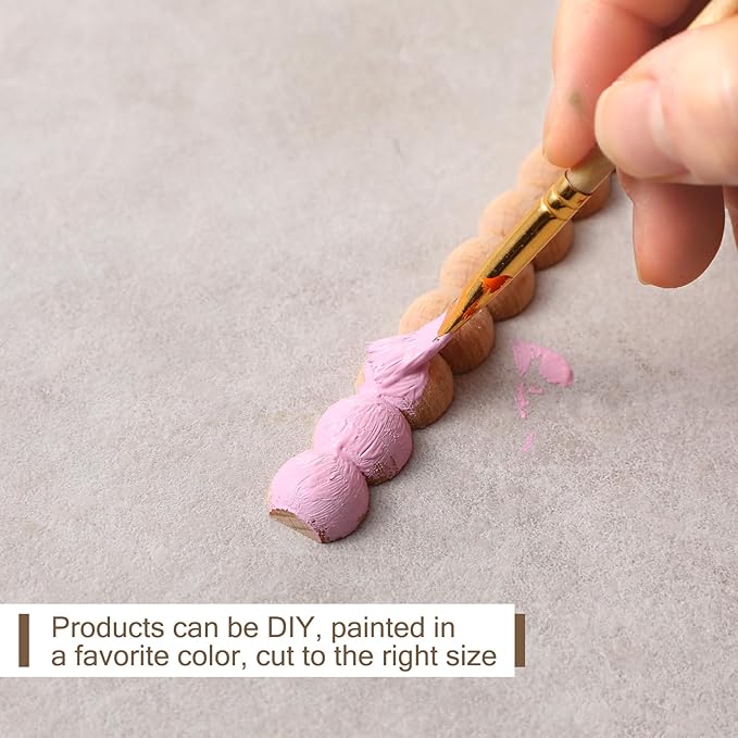 Nuanchu 12 Pcs Decorative Beaded Wood Trim Molding Half Wooden Beads Bobbin Trims 15.75 Inch Unfinished 3D Pearl Paintable Wood Molding for DIY Crafts Home Wall Cabinet Shelf Window Door (14 mm)