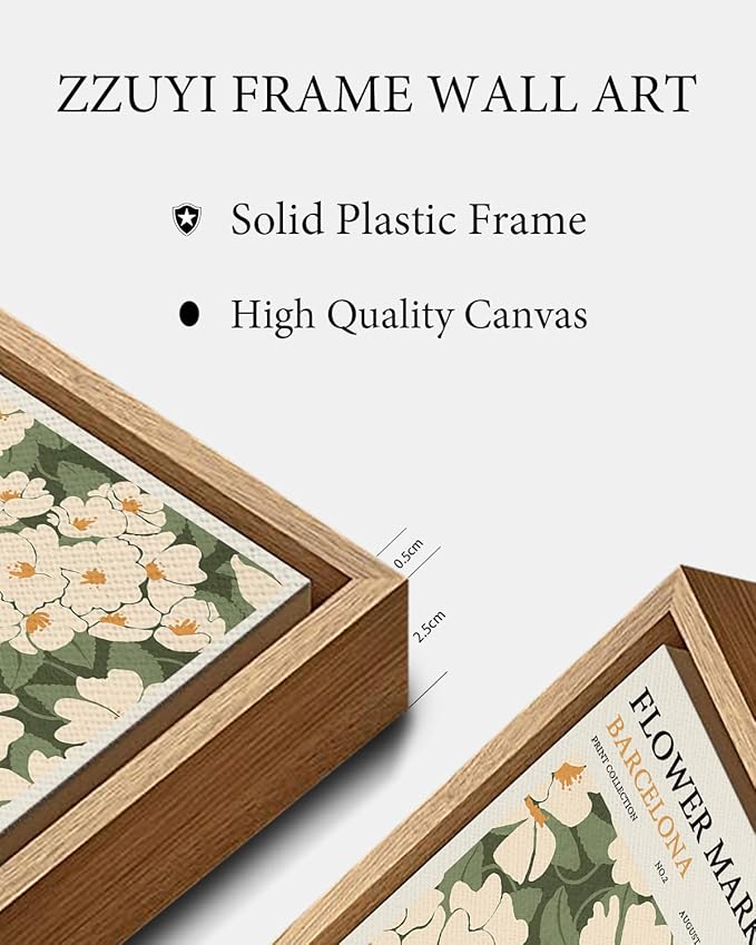 Zzuyi Framed Flower Market Wall Art,Green And White Fresh Art Print for Bathroom, Bed Room, Office Home Decoration Gift- 12"x 16"